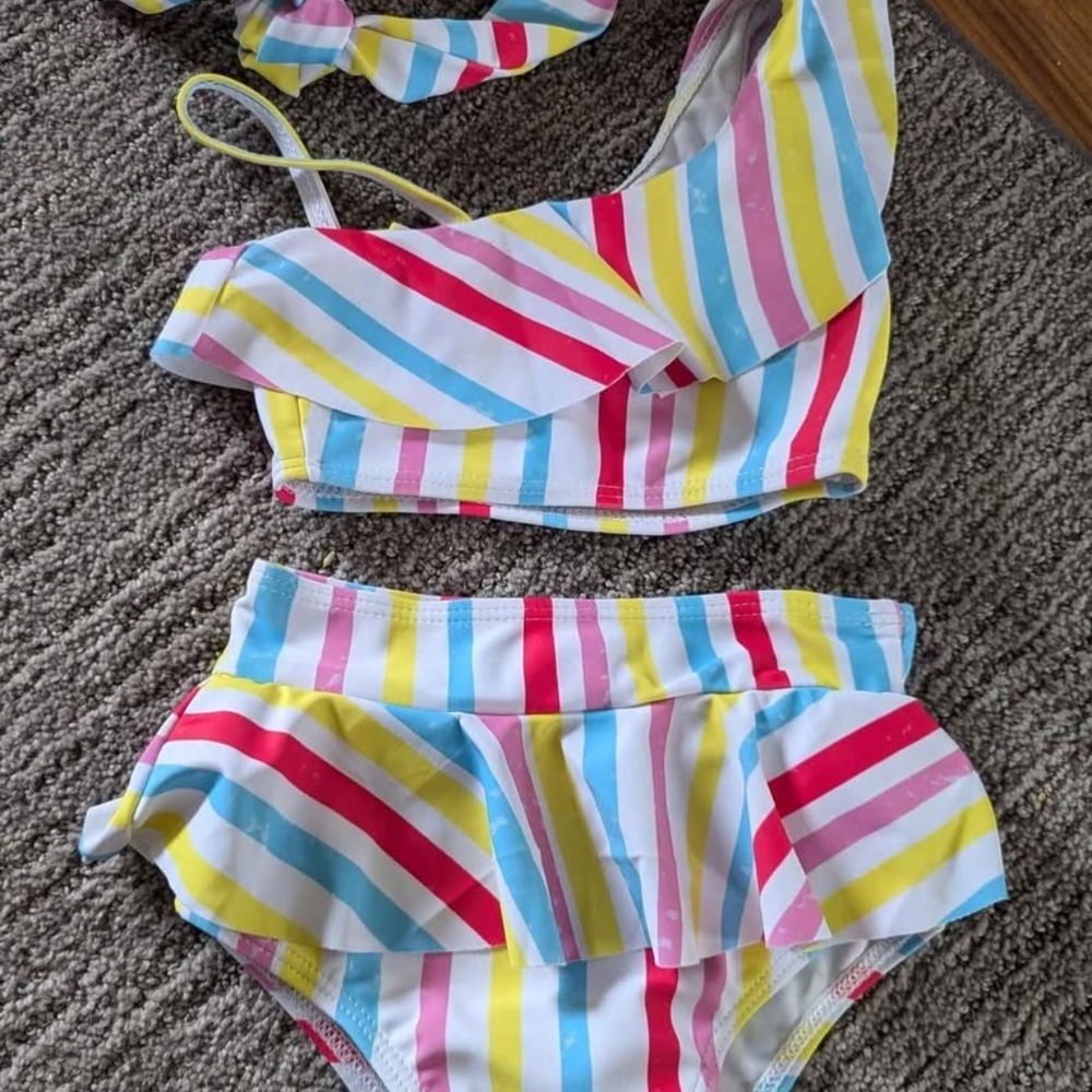 New Colorful Striped Kids Swim Set